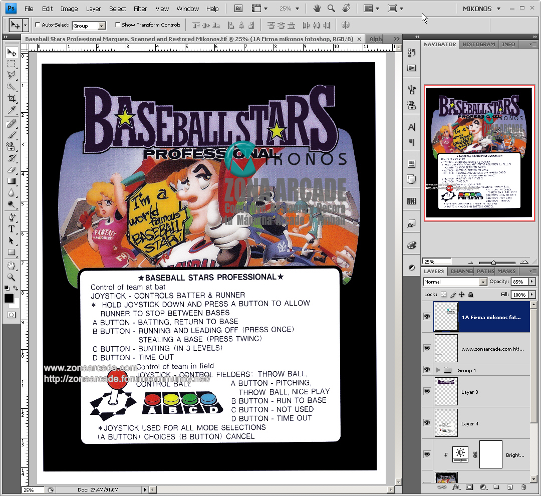 Artwork "BASEBALL STARS PROFESSIONAL MARQUEE" Scanned (600 dpi) and